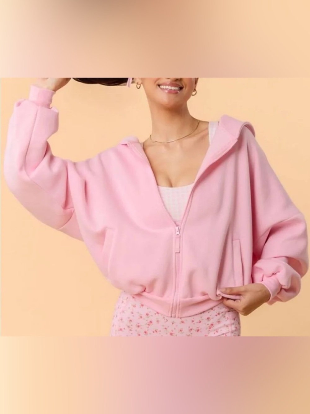 Blogilates Marshmallow Hoodie Women’s in Light Pink Hooded Zip Sweatshirt